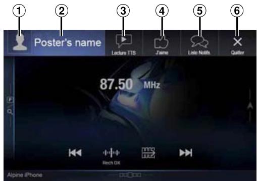 ALPINE X701D-A4, X701D-A5, X701D-Q5 - Exemple d'écran de notification entrante - 1