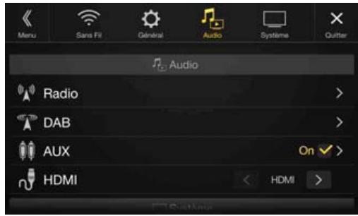 ALPINE X701D-A4, X701D-A5, X701D-Q5 - Écran du menu audio setup - 1
