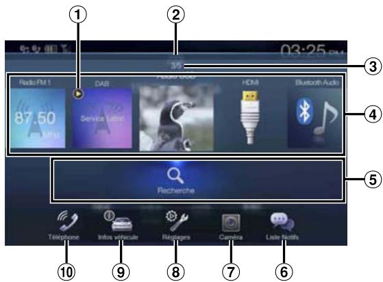 ALPINE X701D-A4, X701D-A5, X701D-Q5 - Appuyez sur le bouton MENU. - 1