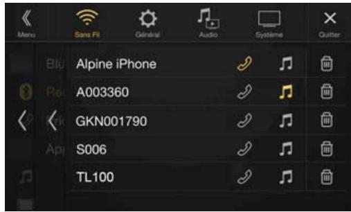 ALPINE X701D-A4, X701D-A5, X701D-Q5 - Sélection du périphérique bluetooth - 1