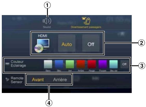 ALPINE X701D-A4, X701D-A5, X701D-Q5 - Écran de réglage system setup divertissement passagers - 1