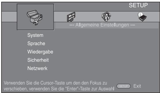 YAMAHA BD-A1010,  BD-A1020 - Rufen Sie das SETUP-MENU auf. - 1