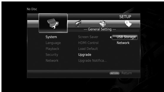 YAMAHA BD-S677 NOIR,  BD-S677,  BDS 677 - Wahlen Sie die Aktualisierungsmethode aus und starten Sie den Vorgang über das SETUP-MENU. - 1