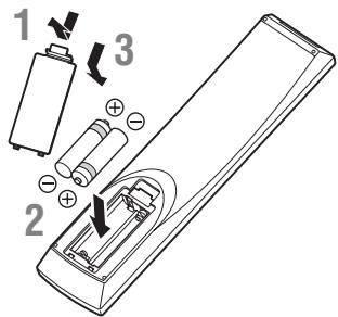 YAMAHA BDA1020 - Instalación de las pilas en el mando a distancia - 1