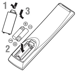 YAMAHA BDA1020 - Insertion des piles dans la télécommande - 1