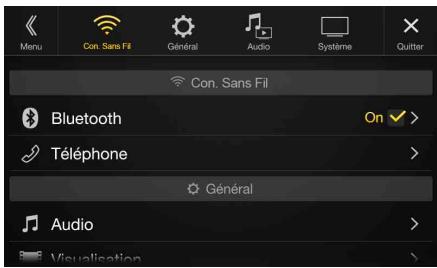 ALPINE X901D-G6, X901D-DU - Écran du menu réglages connexion sans fil - 1