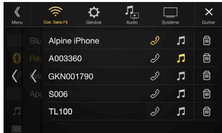 ALPINE X901D-G6, X901D-DU - Sélection du périphérique bluetooth - 1