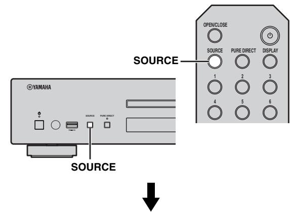 YAMAHA CD-N500, CDN500 - Press SOURCE repeatedly to switch the audio source to "SERVER". - 1