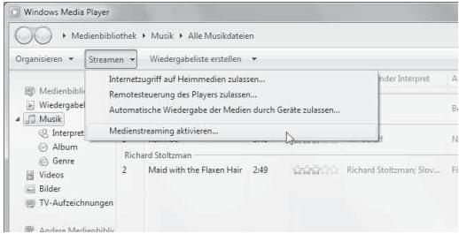 YAMAHA CD-N500, CDN500 - Wahlen Sie „Streamen“ und dann „Medienstreaming aktivieren“. - 1