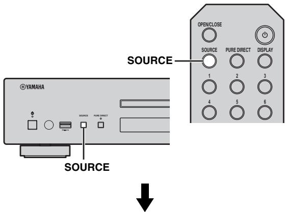 YAMAHA CD-N500,  CDN500 - Premere ripetutamente SOURCE per selezionare "USB" come sorgente audio. - 1