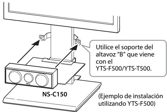 YAMAHA NS-PA120, NS-PB150 - Instalar el altoz central sobre el soporte Yamaha YTS-F500/YTS-T500 TV - 2