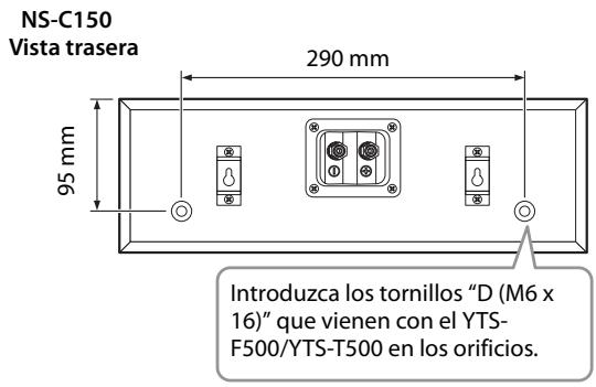 YAMAHA NS-PB150 - Instalar el altoz central sobre el soporte Yamaha YTS-F500/YTS-T500 TV - 1