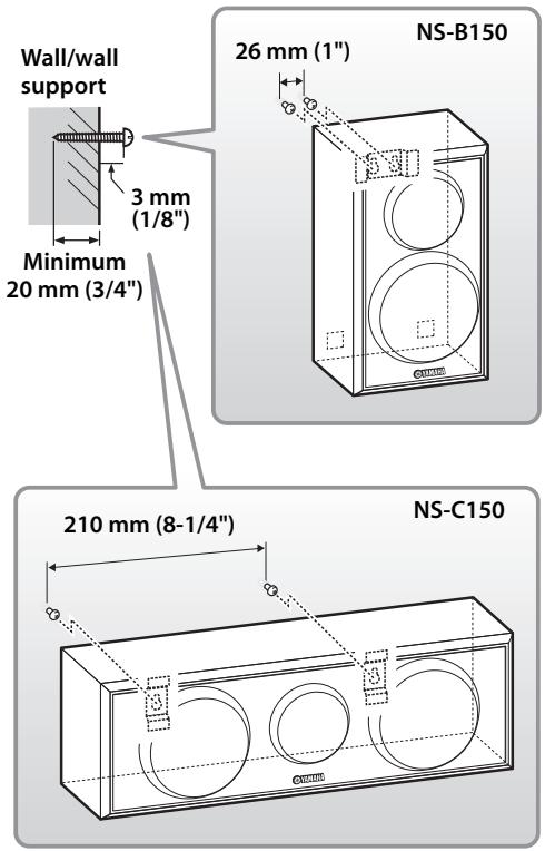 YAMAHA NS-PB150 - Wall-mounting the speakers - 1