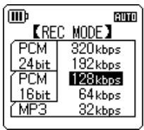 YAMAHA POCKETRAK C24 - Réglage des options de menu - 5
