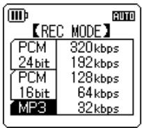 YAMAHA POCKETRAK C24 - Réglage des options de menu - 4