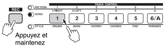 YAMAHA PSR-E443 - Pour enregistrer uniquement la mélodie: - 1
