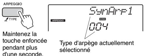 YAMAHA PSR-E443 - Maintenez la touche ARPEGGIO [TYPE] enforcée pendant plus d'une seconde. - 1
