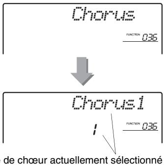 YAMAHA PSR-E443 - Utilisez les touches CATEGORY [+] et [-] pour appeler l'élément « Chorus » (fonction 036). - 3