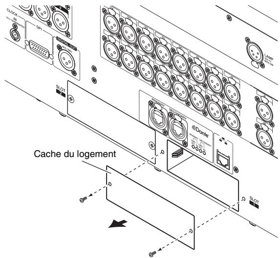 YAMAHA QL5/QL1 - Desserrez les vis qui maintiennent le logement en place et retirez le cache du logement. - 1