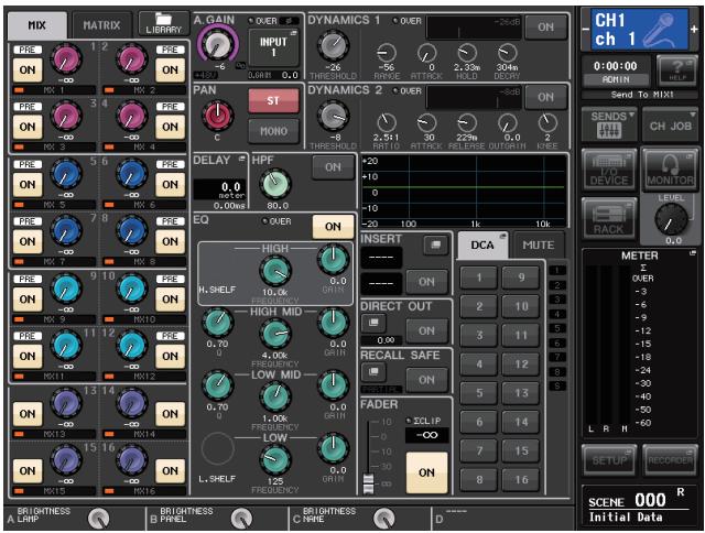 YAMAHA QL5/QL1 - Écran selected channel VIEW - 1
