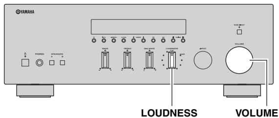 YAMAHA R-S300, RS300 - Adjusting the LOUDNESS control - 1