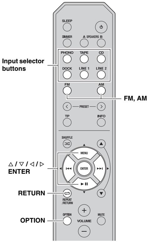 YAMAHA R-S300, RS300 - SETTING THE OPTION MENU FOR EACH INPUT SOURCE - 2
