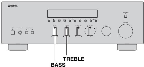 YAMAHA R-S300, RS300 - Adjusting the BASS and TREBLE controls - 1