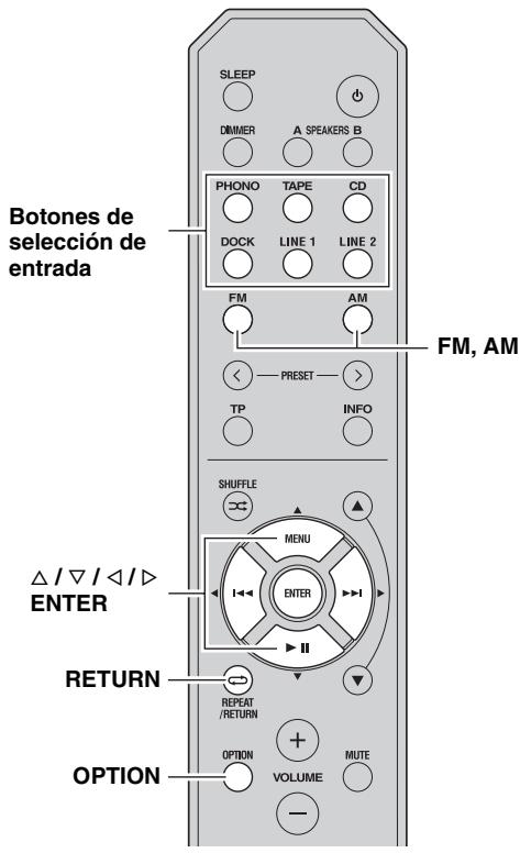 YAMAHA R-S300, RS300 - AJUSTE DEL MENU OPTION PARA CADA FUENTE DE ENTRADA - 2