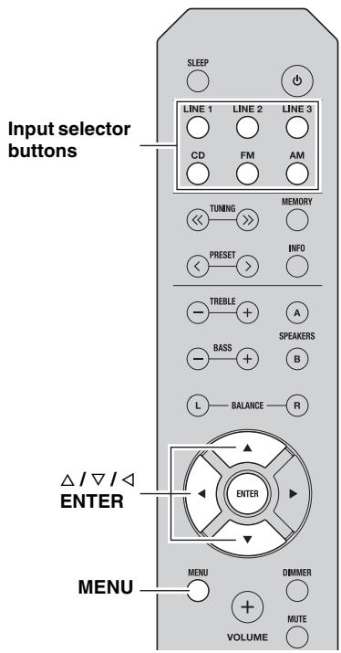 YAMAHA RS201 - SETTING THE OPTION MENU FOR EACH INPUT SOURCE - 1