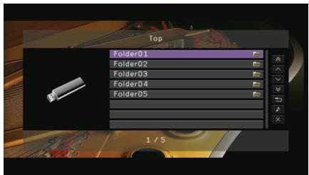 YAMAHA RX-A2010 - Appuyez sur USB pour sélectionner « USB » comme source d'entrée. - 1