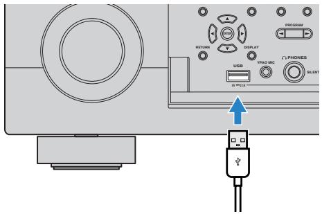 YAMAHA RX-V1073 - Raccordez le câble USB à la prise USB. - 1