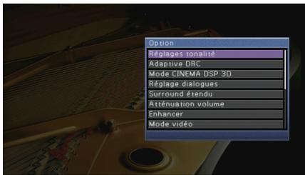 YAMAHA RX-V1073 - Appuyez sur OPTION. - 2