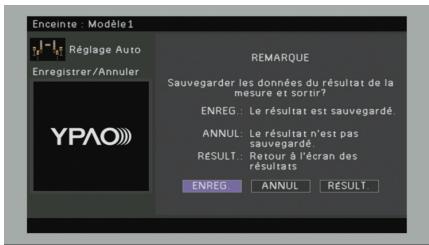 YAMAHA RX-V1073 - Pour enregistrer le résultat de la mesure, utilisez les touches de curseur pour sélectionner « ENREG. » et appuyez sur ENTER. - 1
