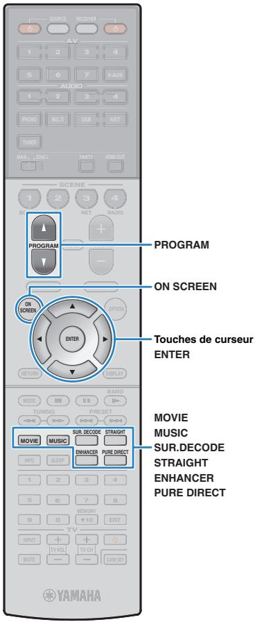 YAMAHA RX-V1073 - Sélection des paramètres à inclure dans les attributions de scène. - 1