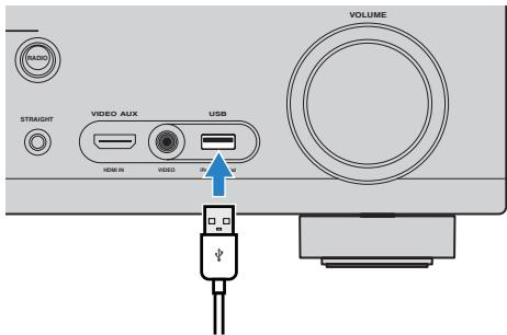YAMAHA RX-V673 - Raccordez le câble USB à la prise USB. - 1