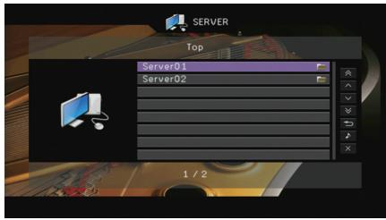 YAMAHA RX-V673 - Appuyez à plusieurs reprises sur NET pour sélectionner « SERVER » comme source d'entrée. - 1