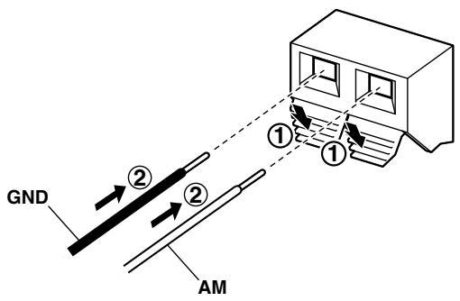 YAMAHA T-S500 - Aansluiten van de draad van de AM-ringantenne - 1