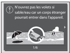NIKON COOLPIX AW120 - Lisez le message concernant la fonction de resistance à l'eau, et appuyez sur - 1