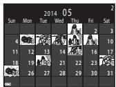 NIKON COOLPIX AW120 - Visualisation par planche d'imagettes, Affichage en mode calendrier - 5
