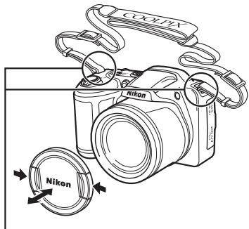 NIKON COOLPIX L330 - Fixation de la dragonne de l'appareil photo et du bouchon d'objectif - 2
