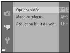 NIKON COOLPIX L330 - Fonctions que vous pouvez régler à l'aide de la commande MENU (menu Clip video) - 1