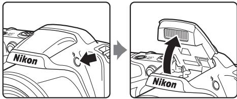 NIKON COOLPIX L330 - Appuyez sur la commande (ouverture du flash). - 1