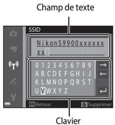 NIKON COOLPIX S9900 - Saisie de caractères pour SSID et Mot de passage - 1
