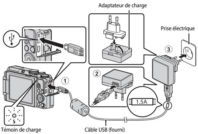 NIKON COOLPIX S9900 - Avec l'accumulateur est installé, connectez l'appareil photo à une prise électrique. - 1
