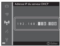 NIKON COOLPIX S9900 - Saisie de caractères pour Canal, Masque de sous-réseau et Adresse IP du serveur DHCP - 1