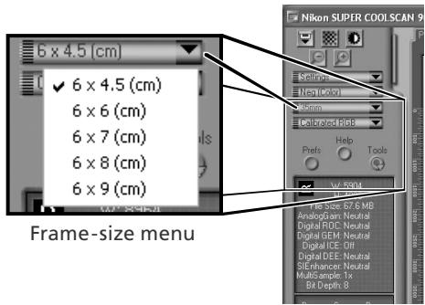 NIKON COOLSCAN 9000,  9000 - Select the frame size (medium-format film only) - 1