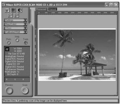 NIKON COOLSCAN 9000,  9000 - Click the Preview button A preview will be displayed in the preview area. - 3