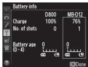NIKON MB-12 - Informáce o batérii - 1