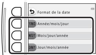 NIKON S32 - Utiliser la commande polyvalente 2, 3 ou 4 pour sélectionner le format de la date. - 1