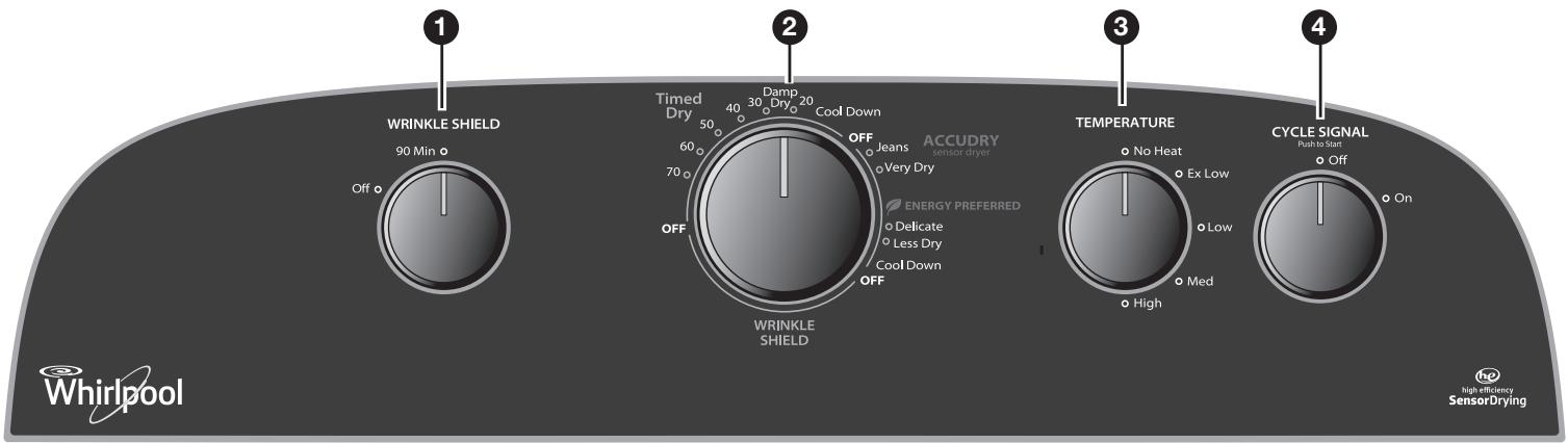 WHIRLPOOL WGD4800BQ - TABLEAU DE COMMANDE ET CARACTERISTIQUES - 1